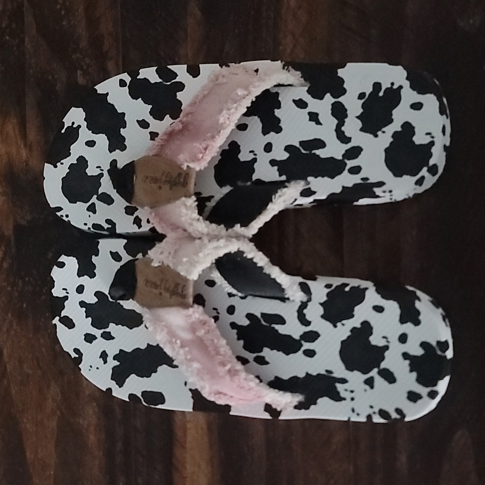 Cow print sandals
